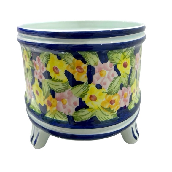 VINTAGE JAY WILLFRED DIVISION OF ANDREA BY SADEK FLORAL FOOTED CERAMIC PLANTER - Picture 9 of 16